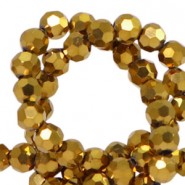 Top Glas Facett Glasschliffperlen 4mm rund Gold metallic-pearl shine coating